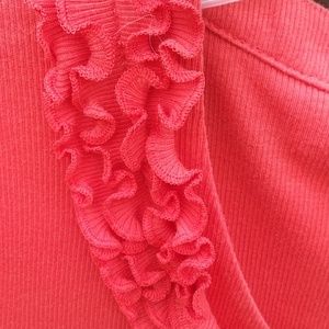 Talbots Small Petite Orange / Coral Ruffle top